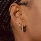 18K Gold Plated Mini Mother of Pearl Huggie Earrings