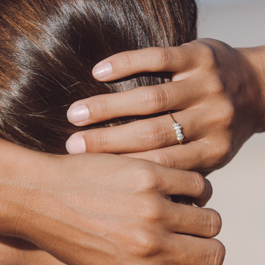 18K Gold Plated Mini Freshwater Pearl Ring 3 Colors
