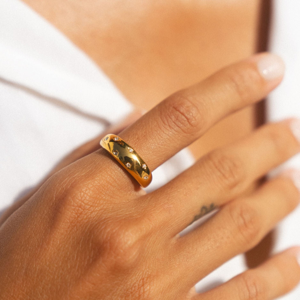 18K Gold Plated Milky Way Crystal Band Ring