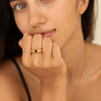 18K Gold Plated Seseh Black Onyx Band Ring