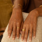 18K Gold Plated Everyday Slim Band Ring Waterproof