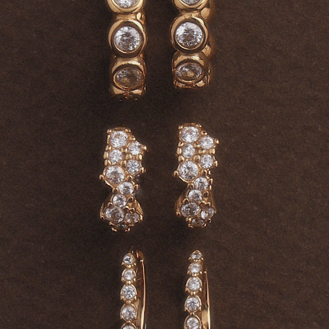 18K Gold Plated White Zircon Starlight Huggie Hoops