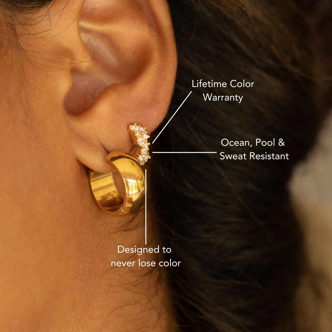 18K Gold Plated White Zircon Starlight Huggie Hoops