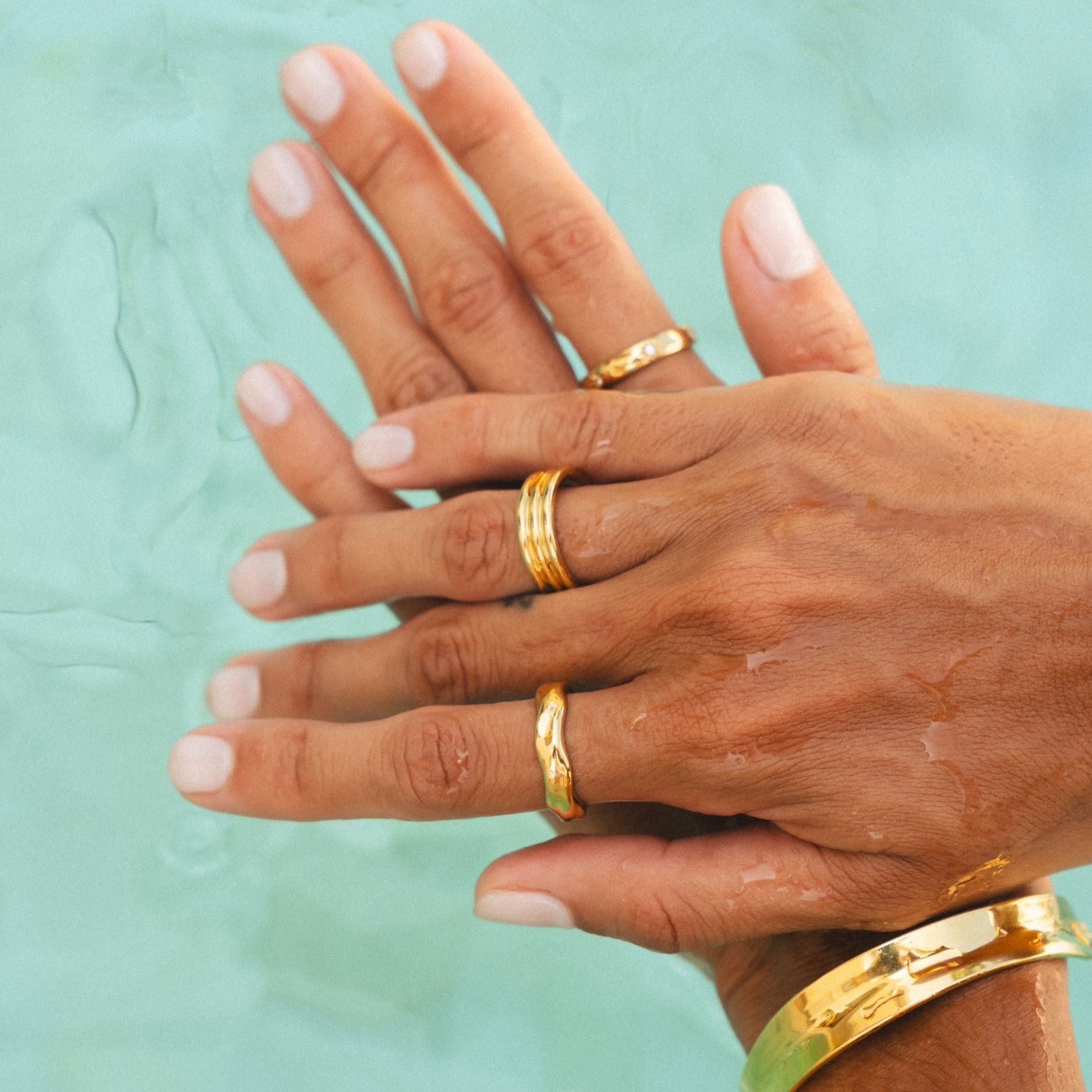 18K Gold Plated Dune Sculptural Band Ring