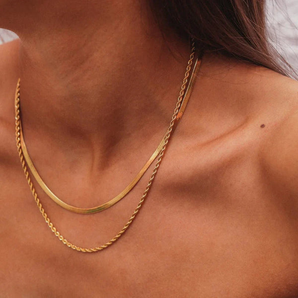 Melina Layered Necklace Set Gold Plated 18K