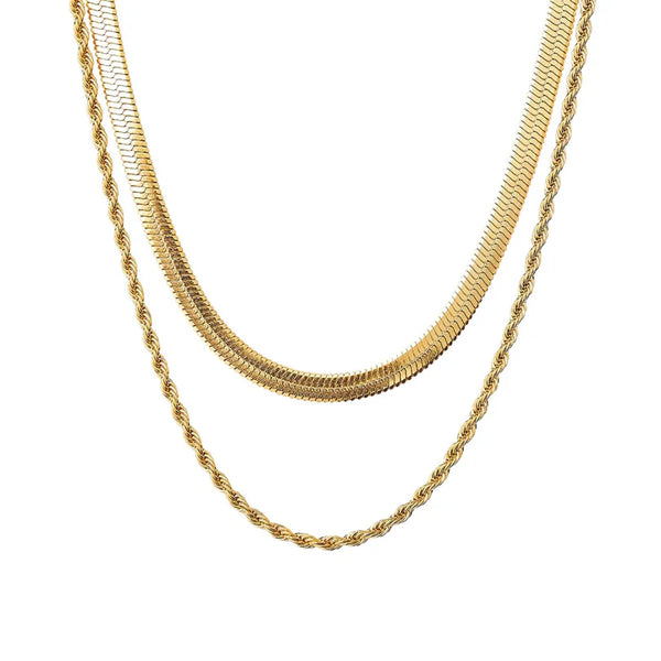Melina Layered Necklace Set Gold Plated 18K