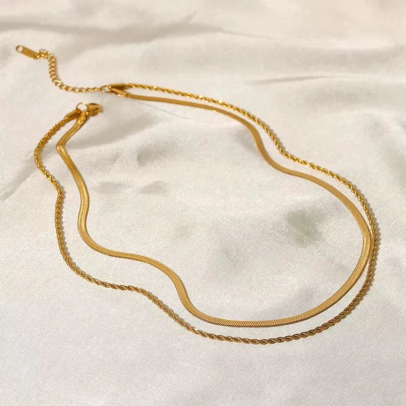 Melina Layered Necklace Set Gold Plated 18K