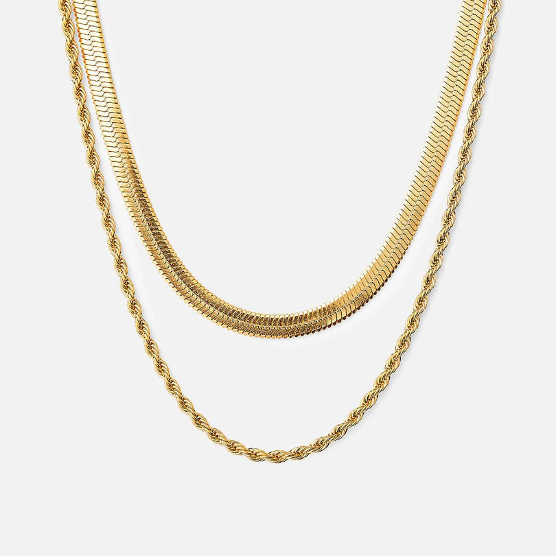 Melina Layered Necklace Set Gold Plated 18K