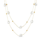 Irregular Pearl Necklace Set Gold Plated 18K