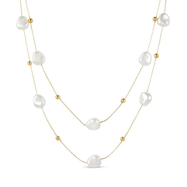 Irregular Pearl Necklace Set Gold Plated 18K