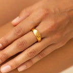 18K Gold Plated Everyday Signet Ring Waterproof