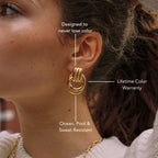 18K Gold Plated Sculptural Chunky Architectural Hoops