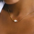 18K Gold Plated Mother of Pearl Rectangle Pendant Necklace
