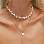 18K Gold Plated Mother of Pearl Clover Pendant Necklace