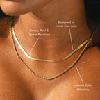 18K Gold Plated Herringbone & Rope Chain Layered Necklace Set
