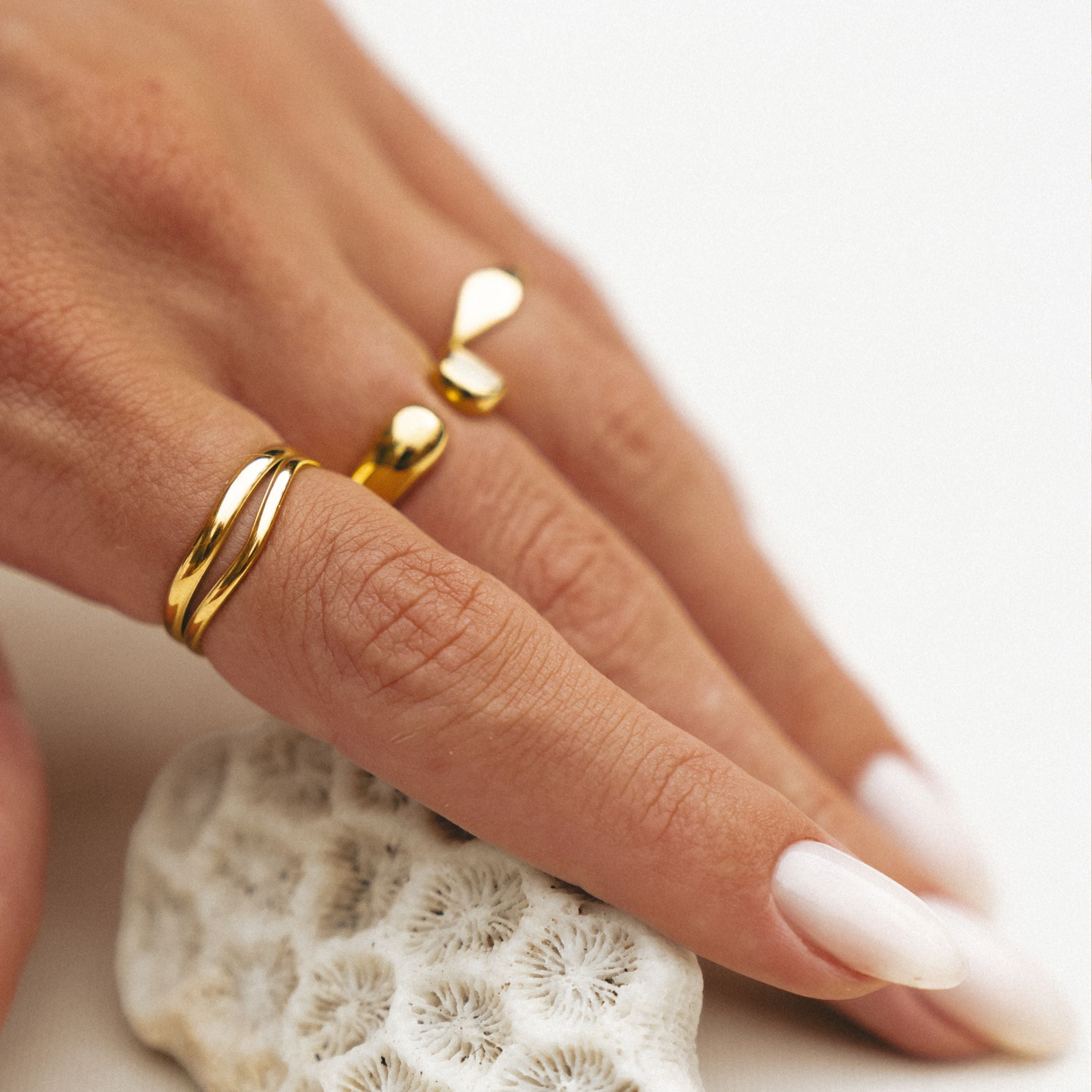 18K Gold Plated Breeze Double Band Ring Dainty