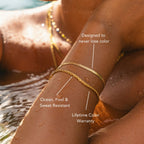 18K Gold Plated Herringbone & Rope Chain Layered Bracelet Set
