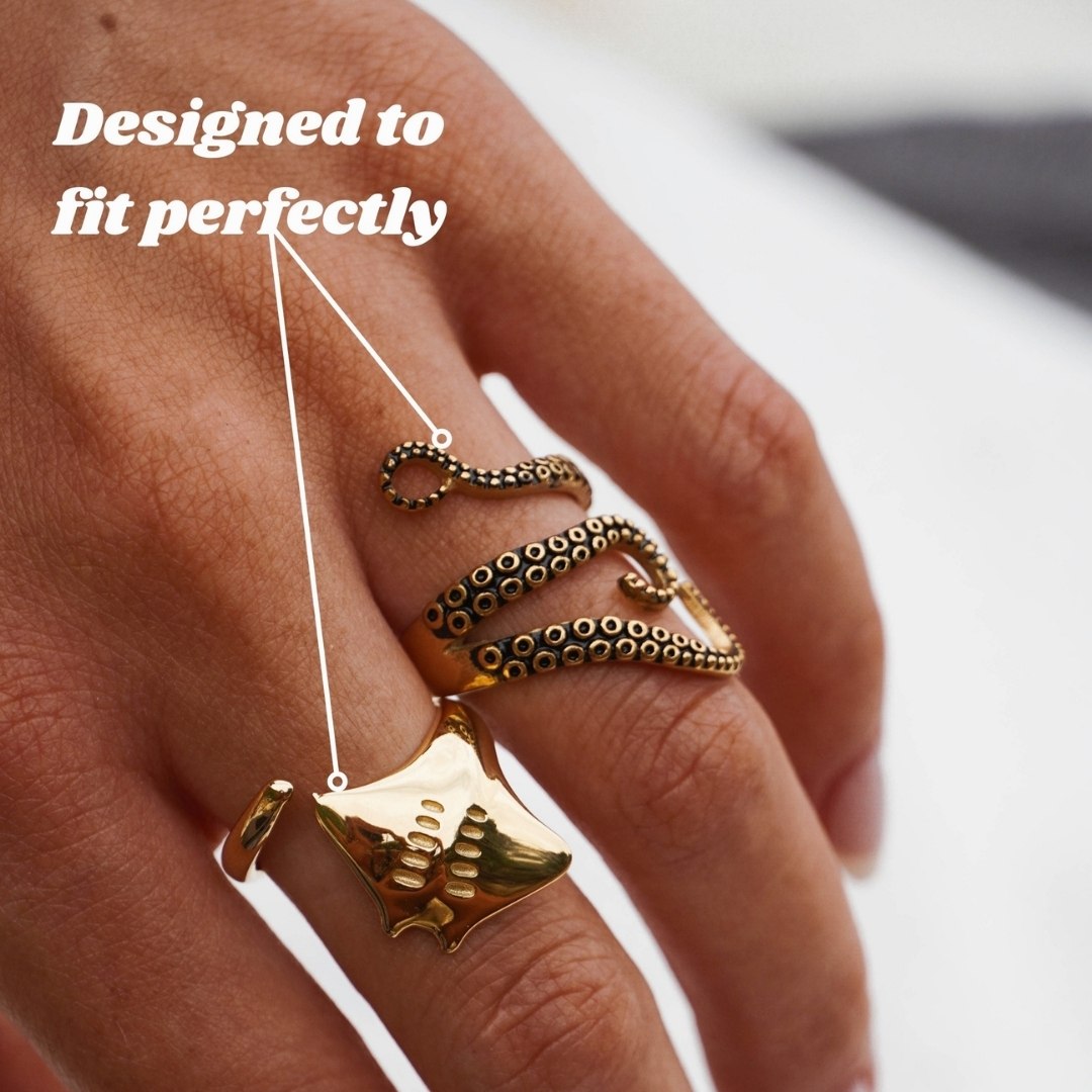 18K Gold Plated Octopus Tentacle Adjustable Ring