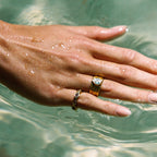 18K Gold Plated Odyssey Hammered White Zircon Ring