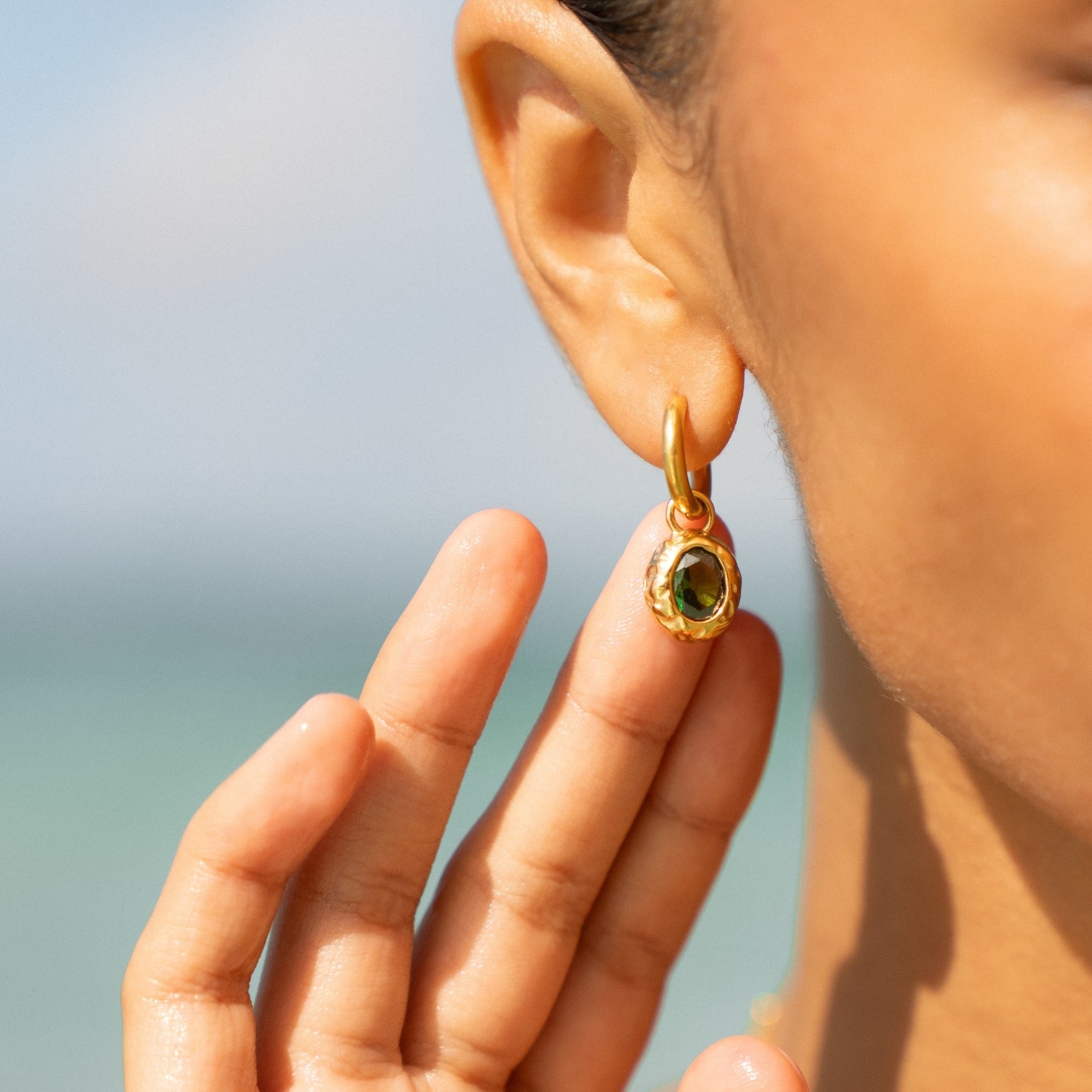 18K Gold Plated Olive Branch Drop Earrings