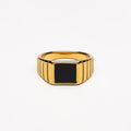 18K Gold Plated Kaya Black Onyx Signet Ring