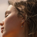 18K Gold Plated Opal Teardrop Drop Hoop Earrings
