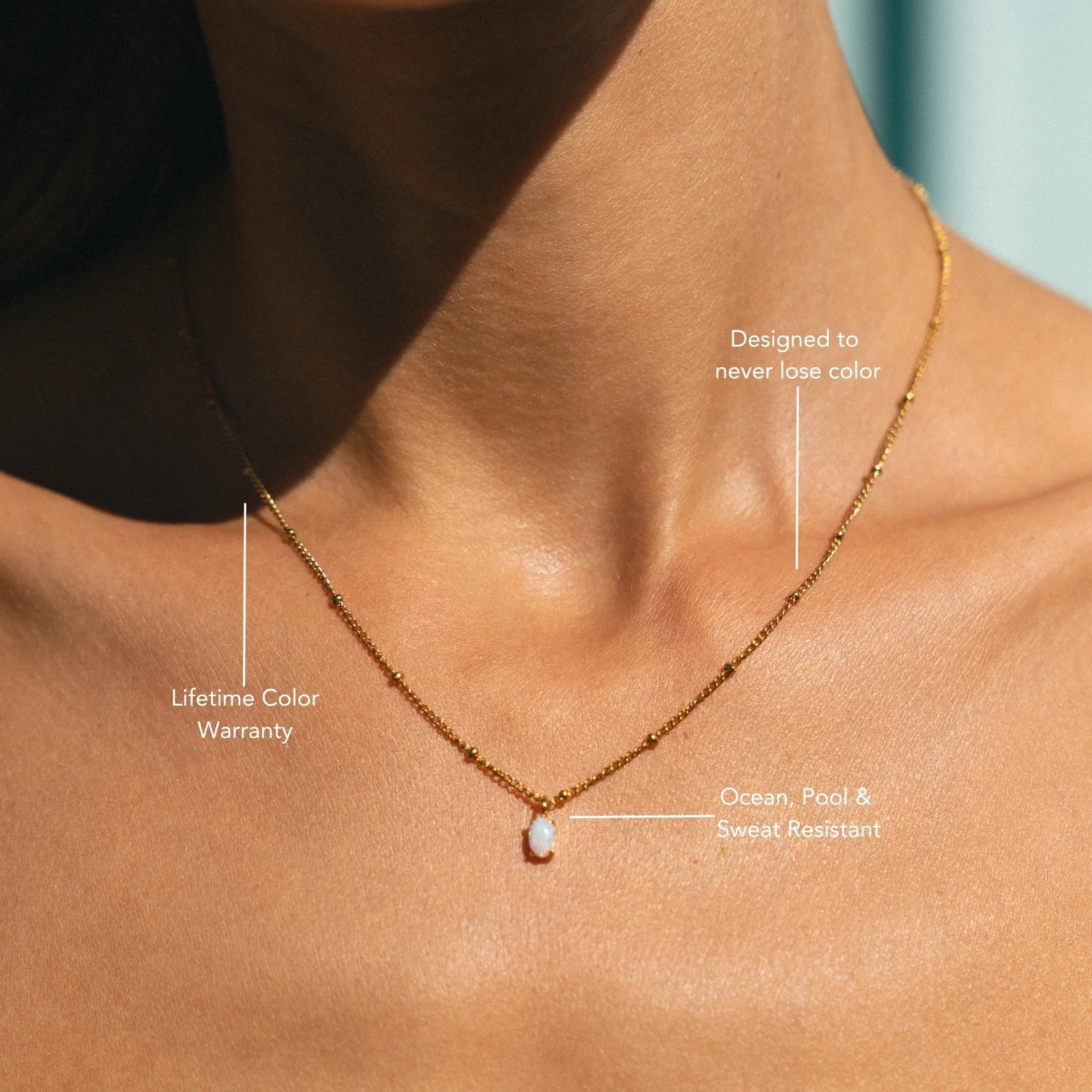 18K Gold Plated AAA Opal Stone Satellite Chain Pendant Necklace