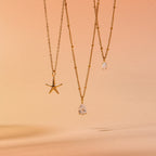 18K Gold Plated AAA Opal Stone Satellite Chain Pendant Necklace