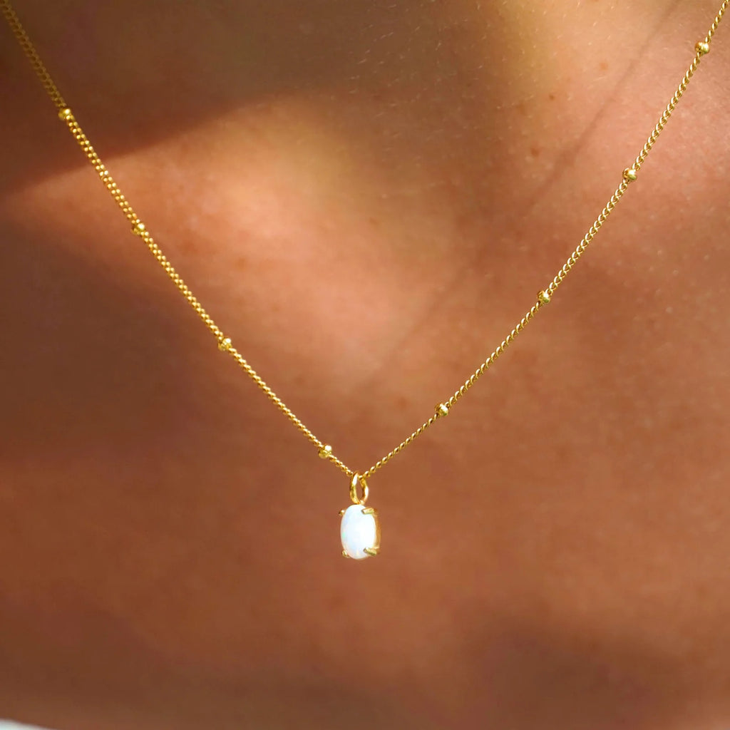 18K Gold Plated AAA Opal Stone Satellite Chain Pendant Necklace