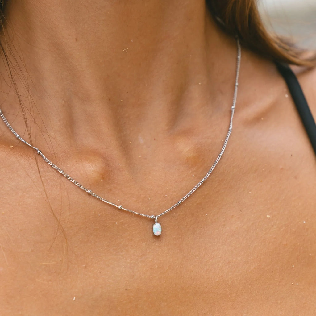 18K Gold Plated AAA Opal Stone Satellite Chain Pendant Necklace