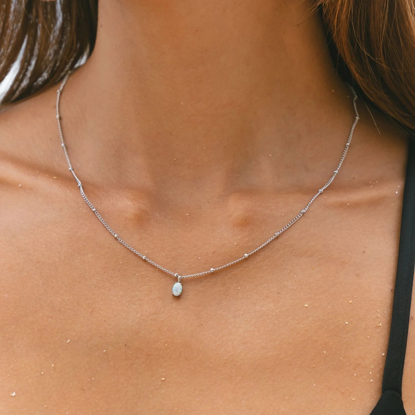 18K Gold Plated AAA Opal Stone Satellite Chain Pendant Necklace