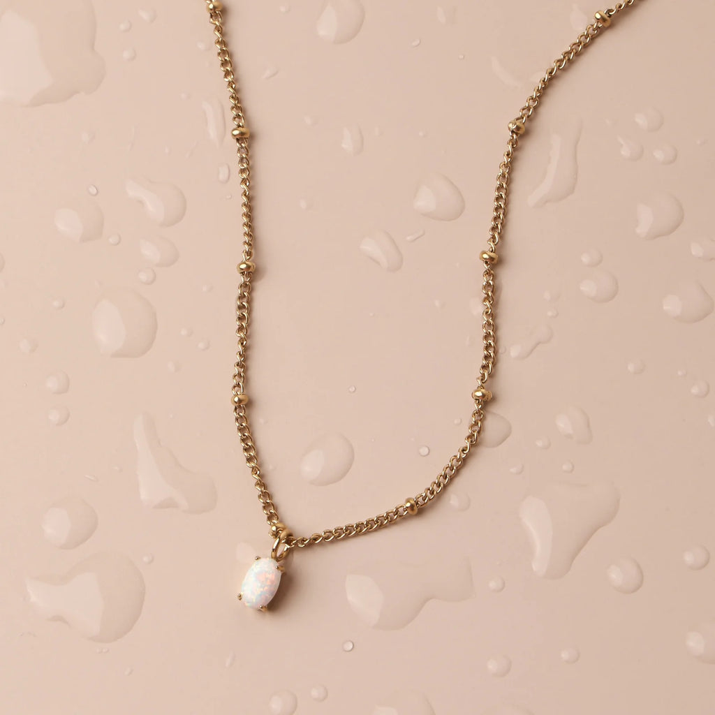 18K Gold Plated AAA Opal Stone Satellite Chain Pendant Necklace