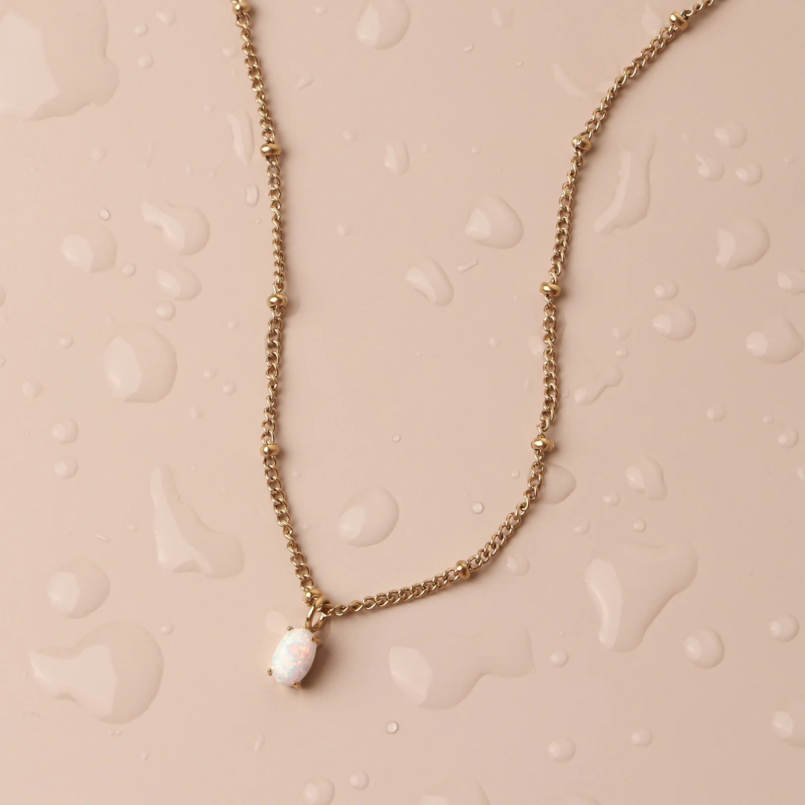 18K Gold Plated AAA Opal Stone Satellite Chain Pendant Necklace