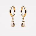 18K Gold Plated Opal Teardrop Drop Hoop Earrings