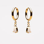 18K Gold Plated Opal Teardrop Drop Hoop Earrings