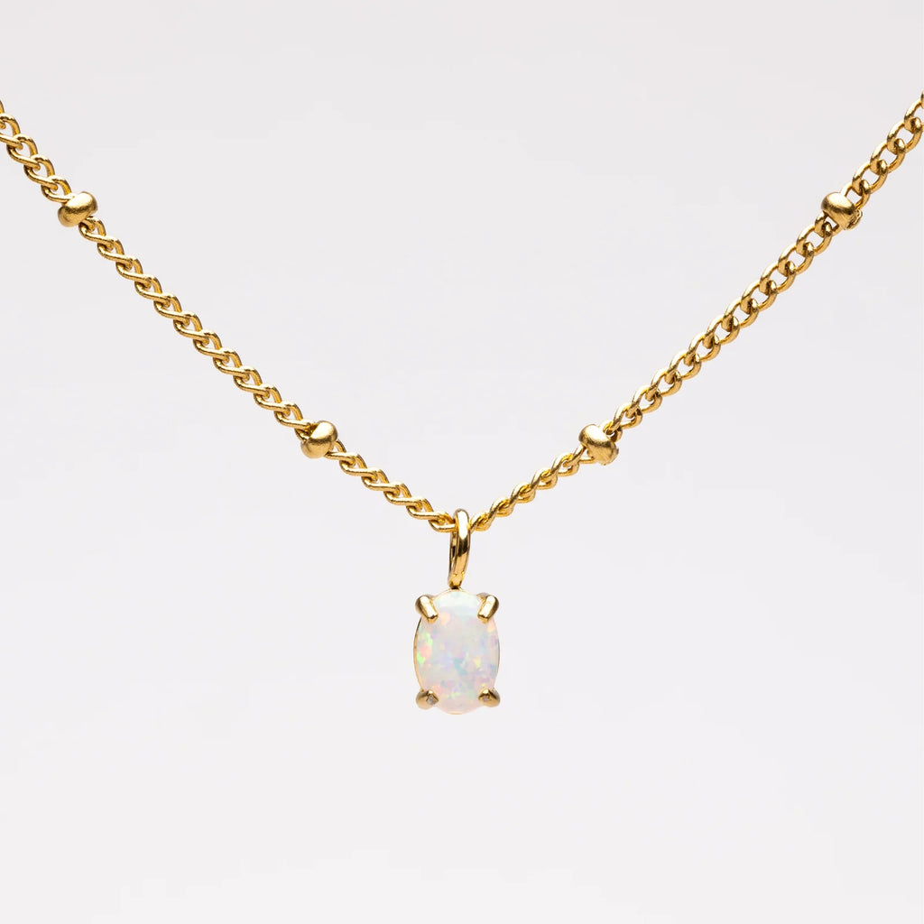 18K Gold Plated AAA Opal Stone Satellite Chain Pendant Necklace