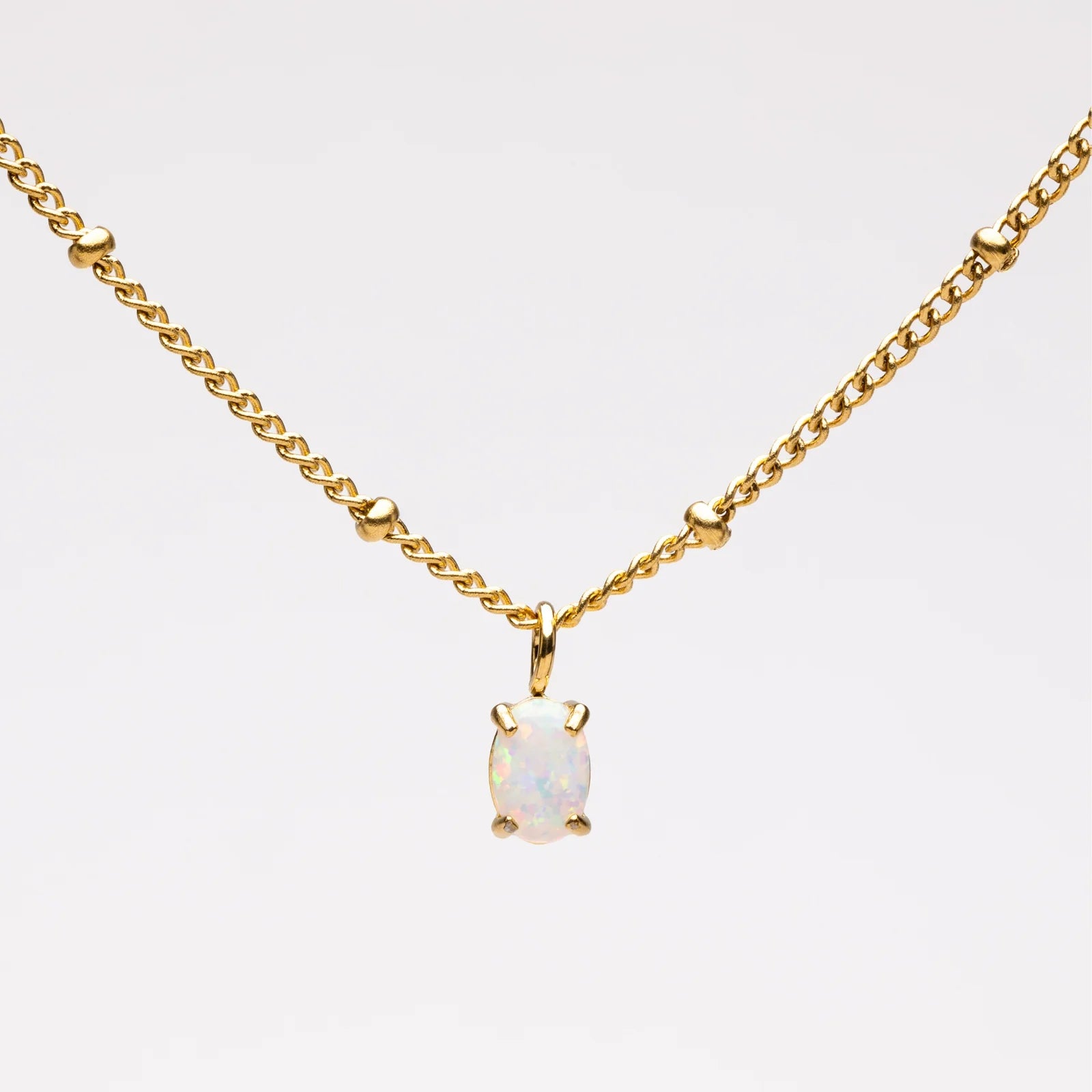 18K Gold Plated AAA Opal Stone Satellite Chain Pendant Necklace