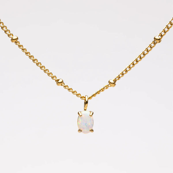 18K Gold Plated AAA Opal Stone Satellite Chain Pendant Necklace