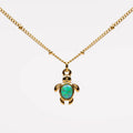 18K Gold Plated Opal Sea Turtle Pendant Necklace Waterproof