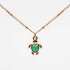 18K Gold Plated Opal Sea Turtle Pendant Necklace Waterproof