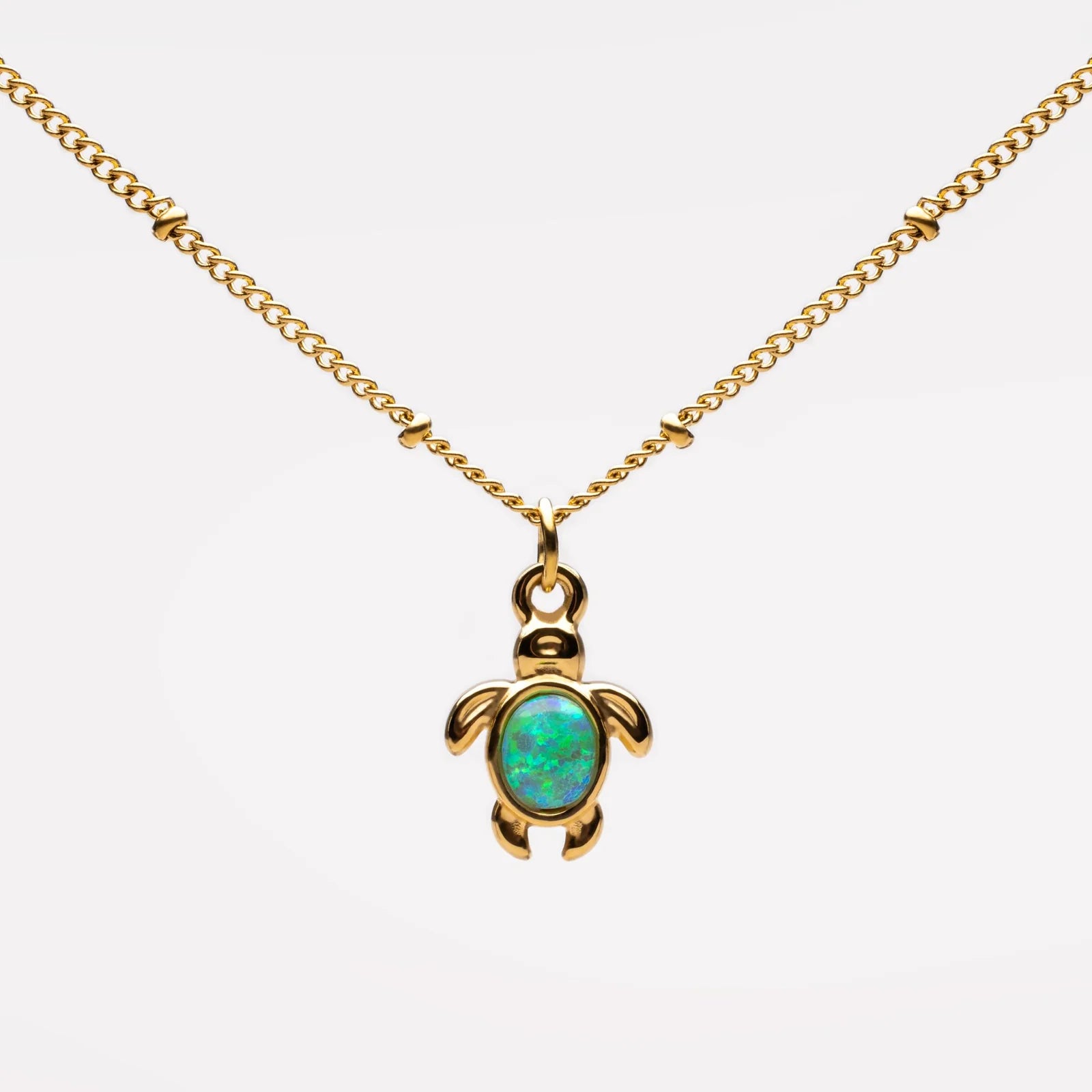 18K Gold Plated Opal Sea Turtle Pendant Necklace Waterproof