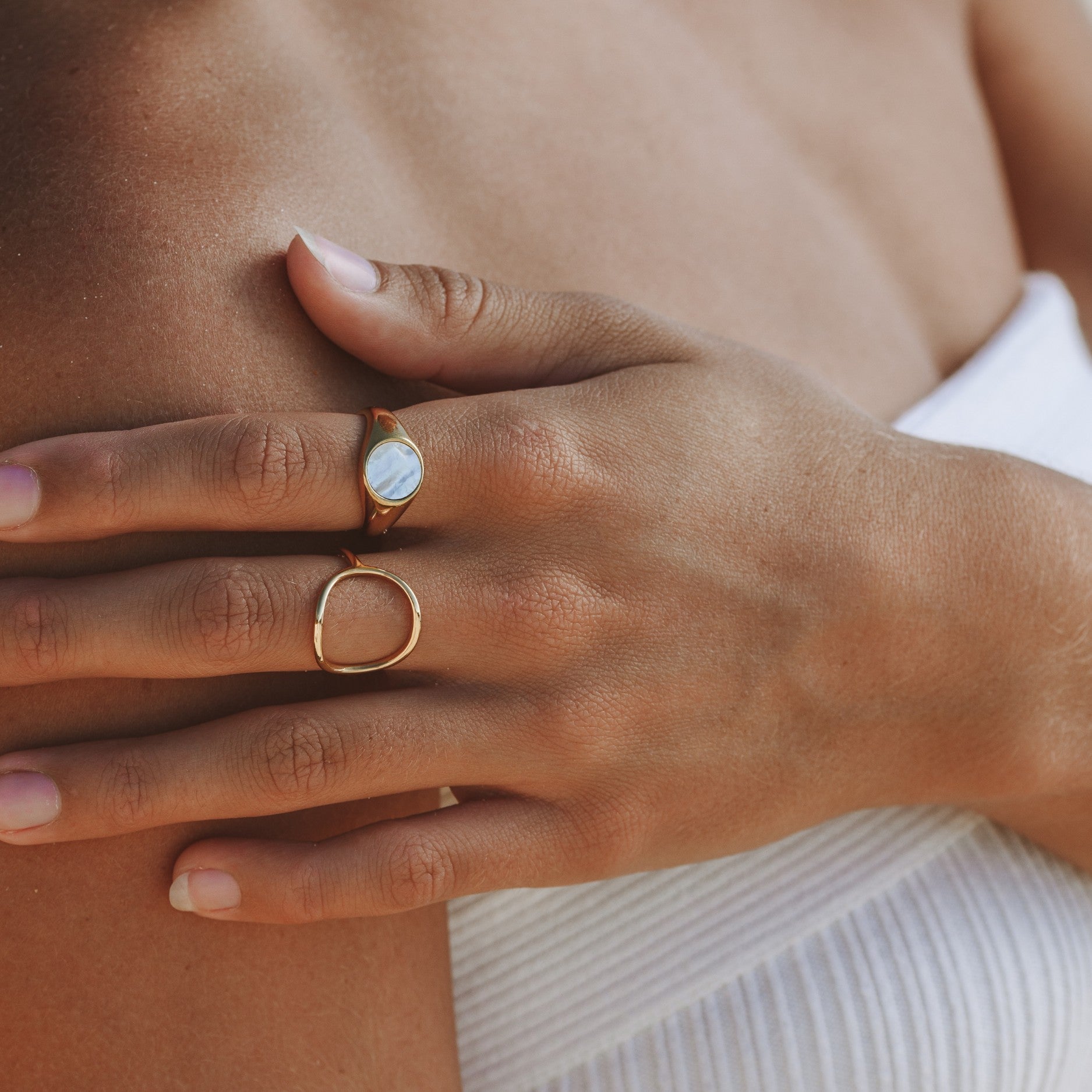 18K Gold Plated Bahia Oval Signet Ring Waterproof