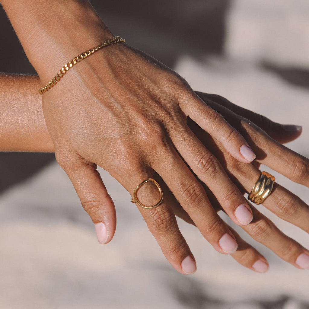 18K Gold Plated Bahia Oval Signet Ring Waterproof