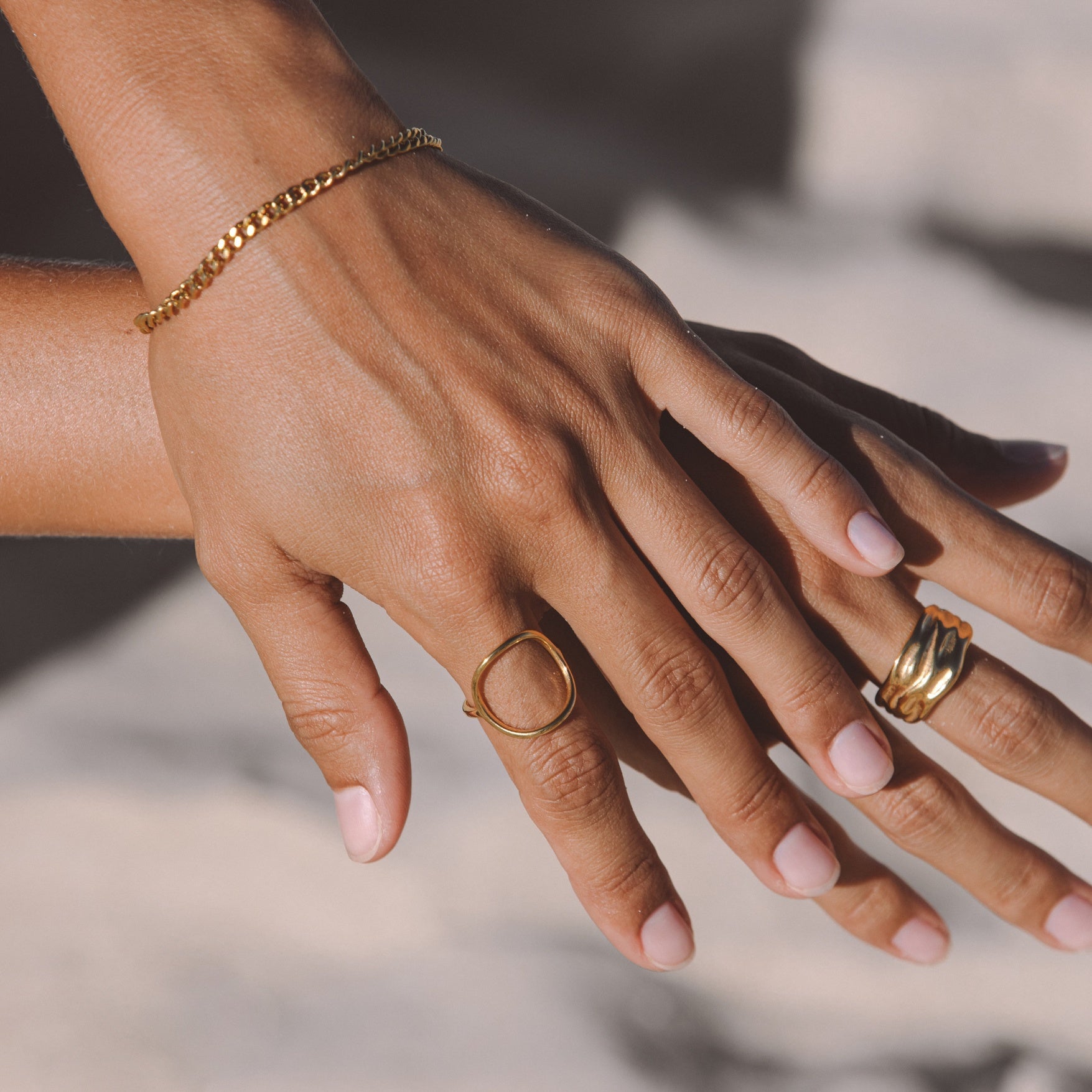 18K Gold Plated Bahia Oval Signet Ring Waterproof