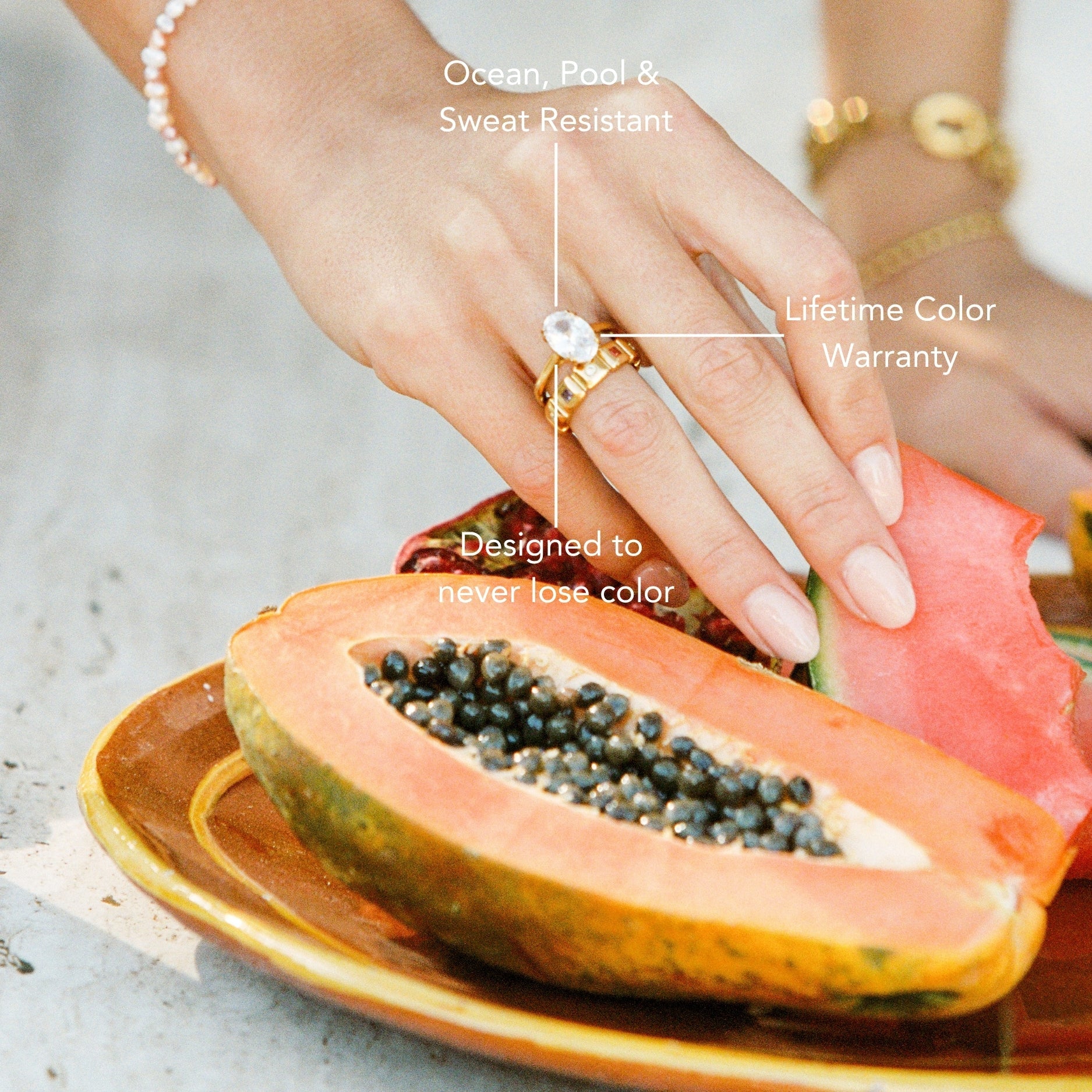18K Gold Plated Oval Solitaire Zircon Ring