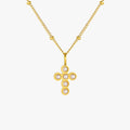 18K Gold Plated Pearl Cross Pendant Necklace