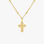 18K Gold Plated Pearl Cross Pendant Necklace