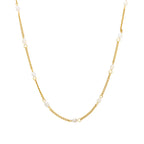 18K Gold Plated Dainty Freshwater Pearl Station Chain Choker