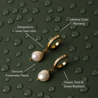 18K Gold Plated Genuine Freshwater Pearl Hoop Earrings