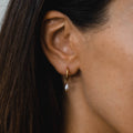 18K Gold Plated Freshwater Pearl Huggie Hoop Earrings